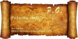 Pulszky Omár névjegykártya